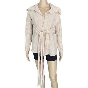 Anthropologie Guinevere Wool Blend Belted Cardigan Sweater Shawl Collar Size L